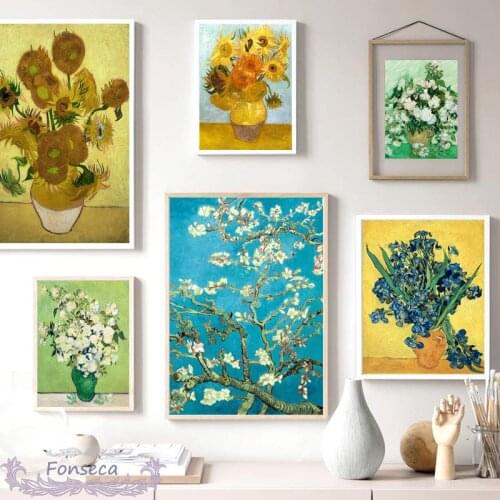 Van Gogh Famous Artwork Print Canvas Poster Retro Iris Sunflower Rose Painting On The Wall Nordic Living Room Decoration