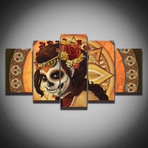Printed Color Sugar Skull Picture Canvas Painting Modern Decoration Wall Art Decor For Living Room Home Unframed Canvas Pictures