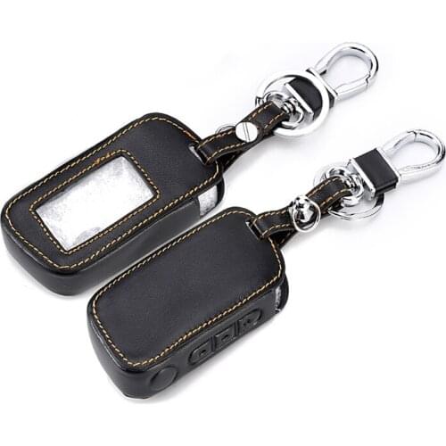 A93 Leather Case For Starline A93 A63 Car alarm Remote Controller LCD Keychain Cover