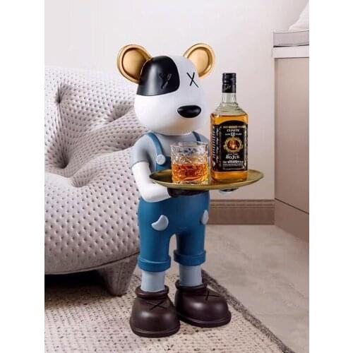 Creative Living Room Ornaments Home Decor Large Floor TV Cabinet Statue Welcome Bear Home Decoration Accessories New Home Gifts