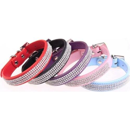 Legendog Bling Rhinestone Dog Collar Decorative Adjustable Fake Leather Pet Collar Puppy Collar Necklaces Pet Accessories