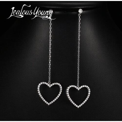 Fashion Women Hallow Heart Drop Earrings Inlay Cubic Zirconia Crystal Love Dangle Earrings Jewelry For Party brincos AE225