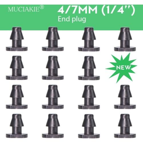 MUCIAKIE 50-4000PCS 4/7mm Hose End Plug 1/4'' Micro Tubing Water Stop Garden Irrigation Stopper Hose End Connectors
