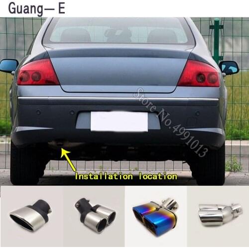 Car stickers body cover muffler exterior back end pipe dedicate exhaust tip tail outlet ornament 1pcs For Peugeot 407 2008-2018