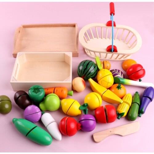 New Early Education Wooden Kitchen Toys Cutting Fruit Vegetables Education Food Toys for Kids Girl for Preschool Children Gifts