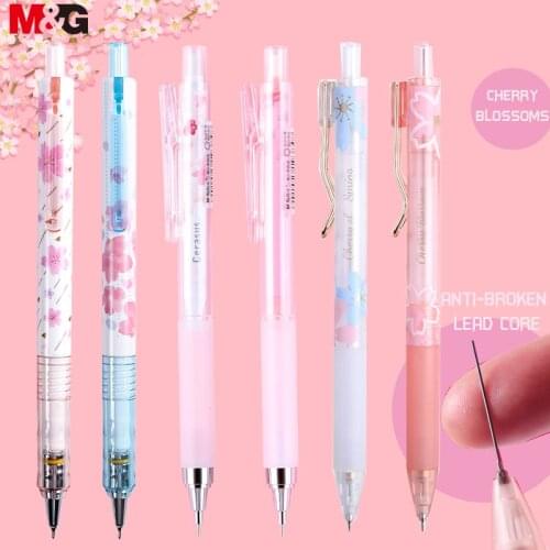 Lovely 0.5mm Fresh Cherry Sakura Mechanical Pencil Set Student Automatic Pencil School Office Supply Escolar Papelaria