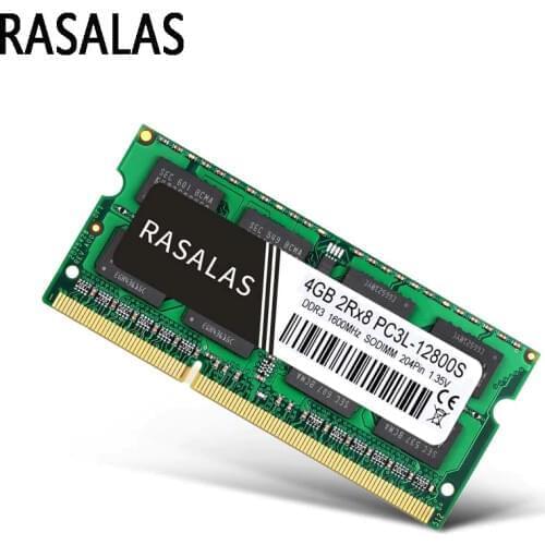 Rasalas 4GB RAM DDR3 2Rx8 PC3L-12800S 1600Mhz SO-DIMM 4GB 1.35V 1,5V Notebook 204Pin Laptop Oперативная Nамять Memory NO-ECC