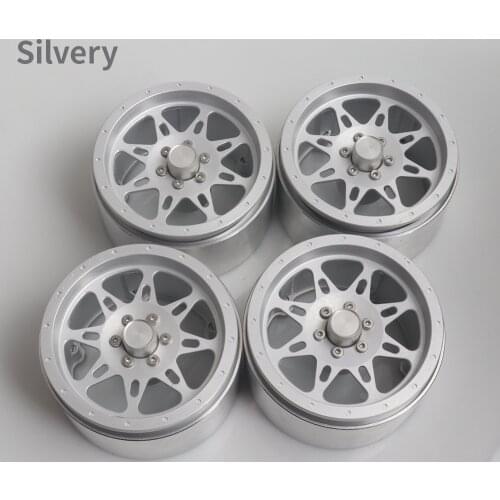 RCTOYFUN 4pcs 2.2" Inch Silver Metal 8 Spokes Wheel Rims Hub Simulation DIY Accessories For TRX-4 SCX10 1/10 RC Rock Cralwer Car