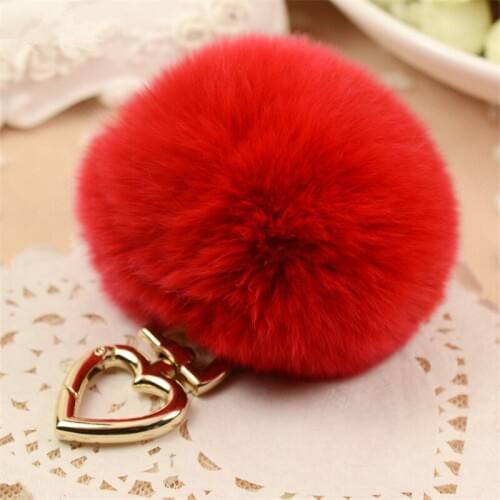 Luxury rabbit fluffy pom pom furball keyring keychain for key purse charms women handbag jewelry backpack accessories gift