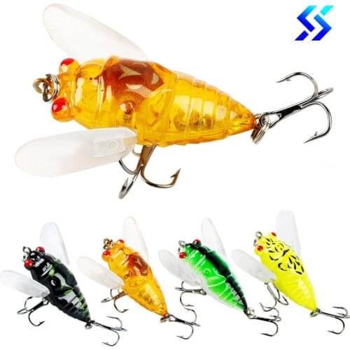 Sougayilang Fishing Lures Insect Cicada with Treble Hooks Swimbaits Fishing Tackle Topwater Lure Snakehead Freshwater Bait Bass