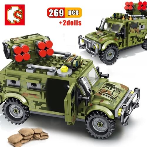 SEMBO 269pcs Military Tiger Assault Vehicle Building Blocks Army WW2 soldier Figures Weapon Children Toys Truck Vehicle Bricks