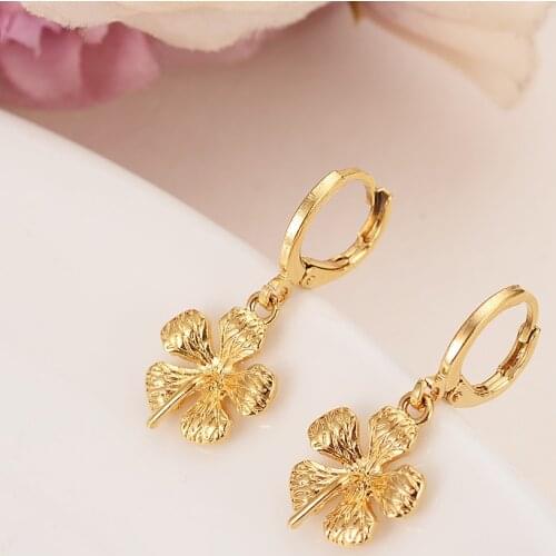 Gold flower drop earring Ethiopian/Nigeria/Kenya /Ghana Tobago african Arab Caribbean gold Jewelry for women Mom girl kid Gifts