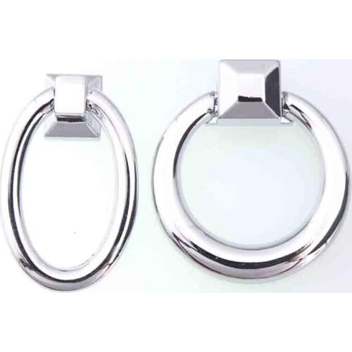 Modern simple drop rings furniture knobs silver drawer cabinet elipso rings knobs pulls chrome dresser round drop rings handle