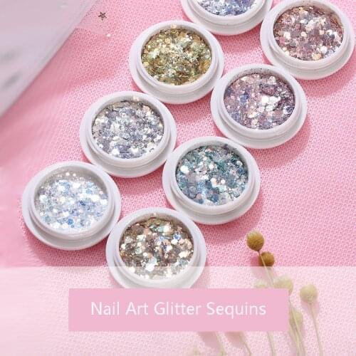Nail Art Sequins 2021 New Gradient Glitter Size Mixed Phototherapy Crystal Nail Jewelry DIY Nail Art Decoration Accessories