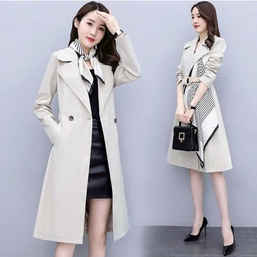 Wind Breaker Womens Mid-length Style 2020 Autumn Korean version Loose Temperament Kong Style goddess Popular Casual Ladies Coat