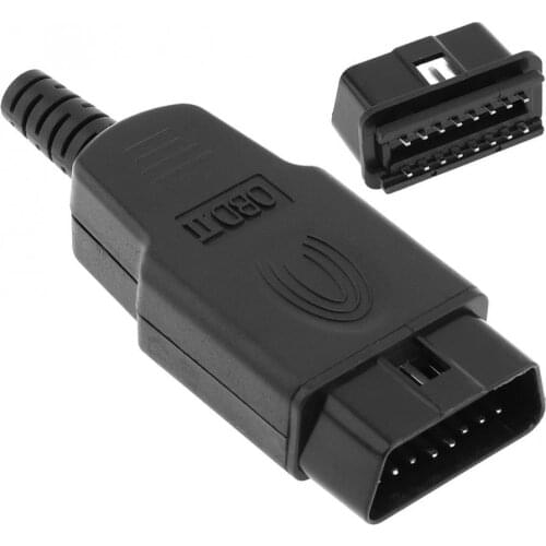 OBD-II DIY 16Pin Male Extension Opening Cable Car Diagnostic Interface Connector PLug with SR Shell and Screw for cars