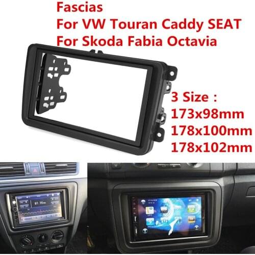 2 Din Car Radio Fascia Fascias Panel Frame CD DVD Dash Audio Interior for Volkswagen VW Touran Caddy SEAT Skoda Fabia Octavia