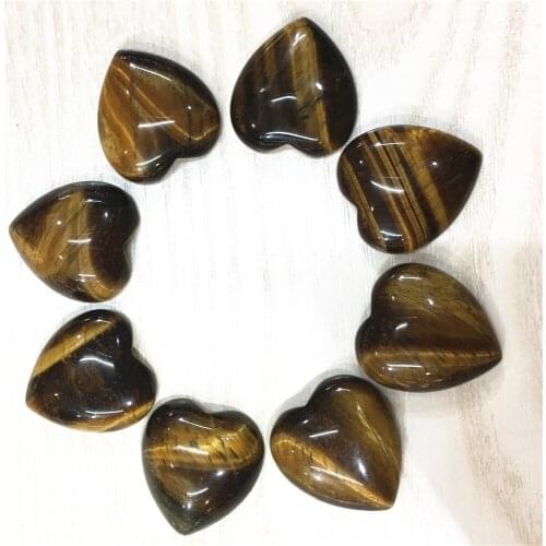 2020 Hot New High Quality 25mm Natural Stone Heart Shape Cab Cabochons Tiger Eye Beads for DIY Jewelry Making 12pcs Dropshipping