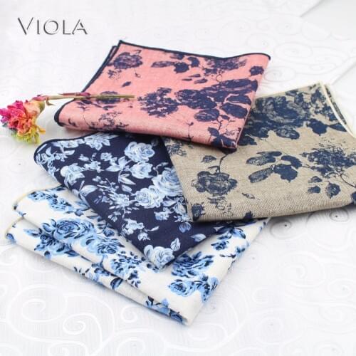 27cm Big Size Floral printed Handkerchief Thick Cotton Women&Men Wedding Pocket Square Adult Dress Tuxedo Hankie Accessory Gift
