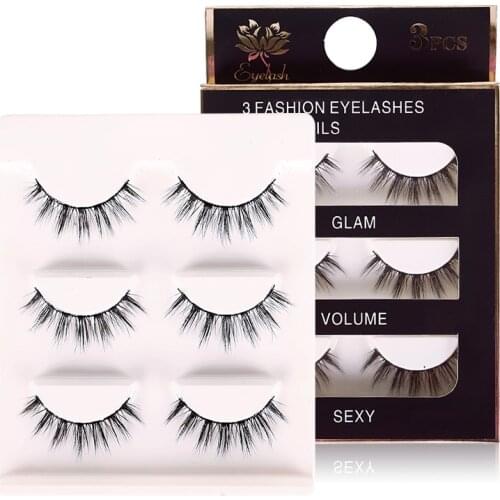 3 Pair False Eyelashes 3D Strip Fake Eye Lashes Extension Tools Long Fake Thick Full Eyelashes #224825