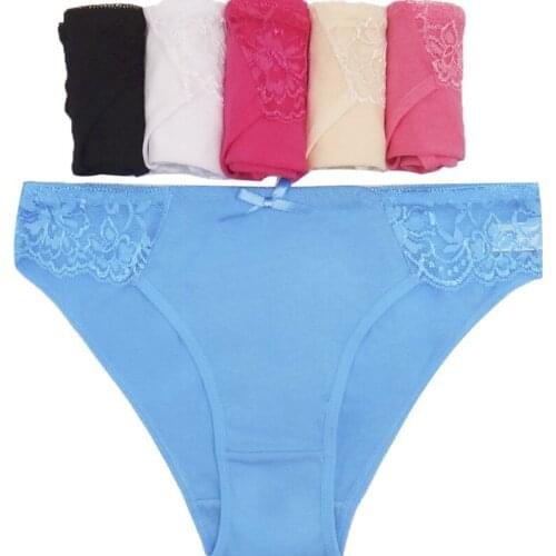 5PCS New Arrival Womens Lingerie Sexy Lace Laces Patchwork Cotton Panties Panty Underpants Briefs Underwear Intimates M L XL
