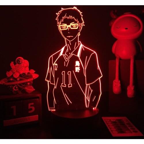 Anime Lamp Haikyuu!! 3D LED Nightlight Kei Tsukishima Figure for Kids Bedroom Decor Bedside Lamp Cool Manga Gift Dropshipping