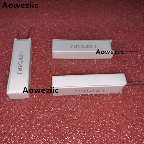 1Pcs ceramic 12W51R cement resistor 12W 51ohm 12W51RJ 12W 51RJ 12W 51R 12W51ohm 12W51 ohm 5% Vertical resistor