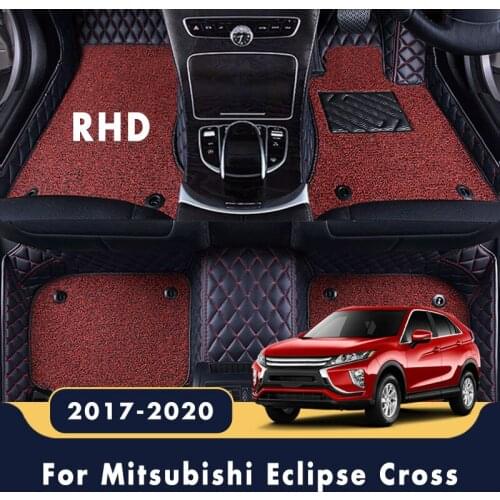 RHD Car Floor Mats Carpets For Mitsubishi Eclipse Cross 2020 2019 2018 2017 Luxury Double Layer Wire Loop Foot Pads Accessories