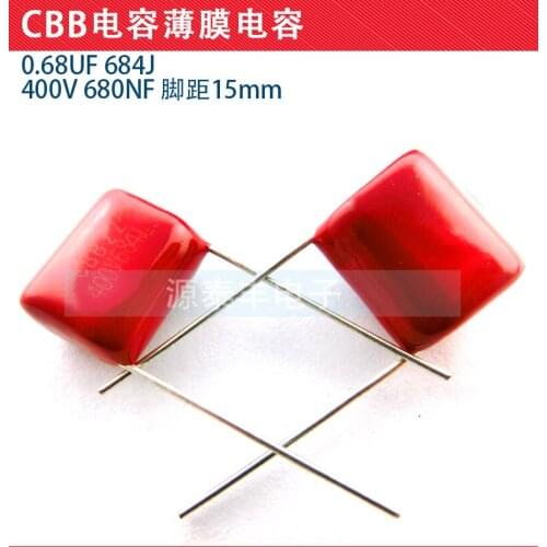 Free shipping Cbb capacitor metal film capacitors 0.68UF 684J 400V 680NF pitch 15mm 50pcs/lot