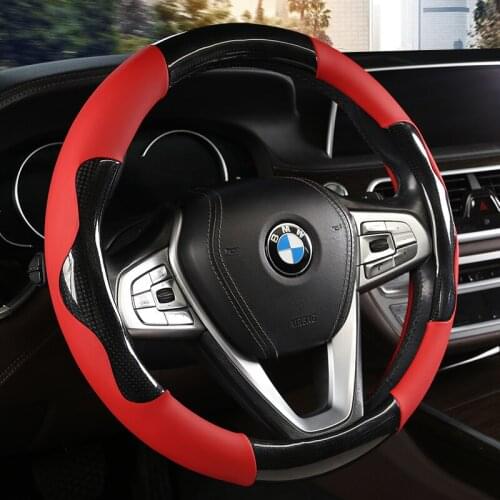 Car Carbon Fiber Leather Steering Wheel Covers Interior Accessories 38cm for BMW F01 F06 F30 F10 F15 F16 F20 F21 F25 Car Styling