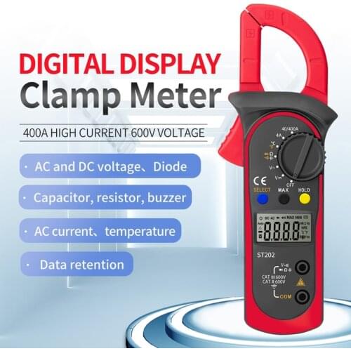 ST202 Digital Clamp Multimeter Lcr Clamp Meter with Temperature AC/DC Current Voltmeter Resistance Ohm Transistor Tester