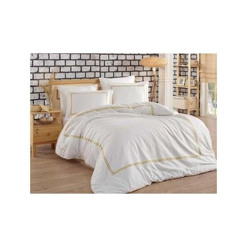 Dantela - Sienna Embroidered Cotton Satin Duvet Cover Set Gold