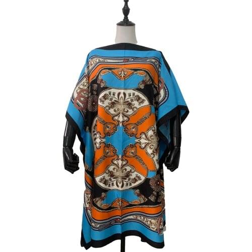 Length 100 Cm , Bust 100 Cm Free Size New Fashion European Printed African Traditional party Midi Dress Kuwait kaftan dress