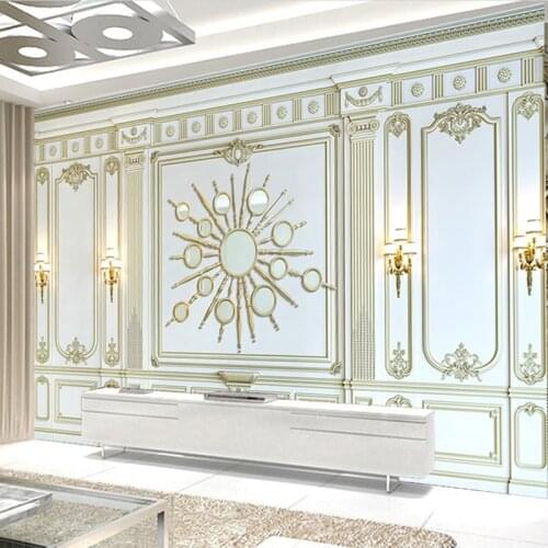 European Classical 3D Three-dimensional Gold Embossed Box Custom Mural Wallpaper Living Room Sofa Non-woven TV Background Fresco