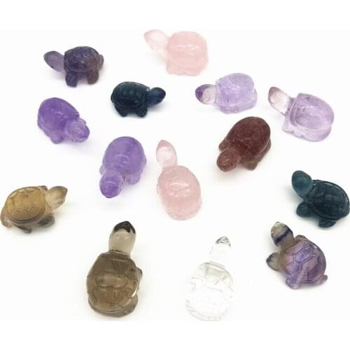 Natural Crystal Mini Tortoise Carving Fluorite Amethyst Crystal Turtle Figurine Gemstone Making DIY Natural Stones and Minerals