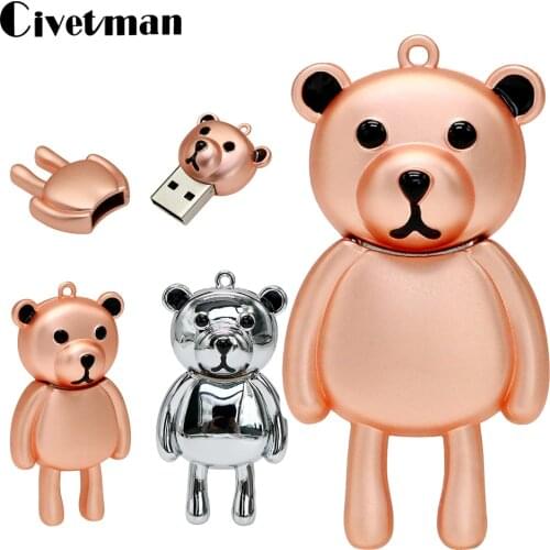 Cute Pen Drive Gloomy Bear USB Flash Drive 64GB Metal Cartoon Animal U Disk 4GB 8GB 16GB 32GB Pendrive 128G Memory Stick Cle Usb