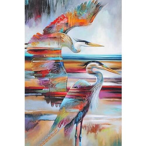 Heron Bird Diamond Painting Oil Animal Round Full Drill Nouveaute DIY Mosaic Embroidery 5D Cross Stitch Home Decor Gifts
