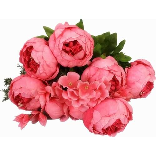 Good Quality Rose flower Plants Home Decoration Artificial Flowers Fall Vivid Peony Fake Leaf Wedding Home Party Decor