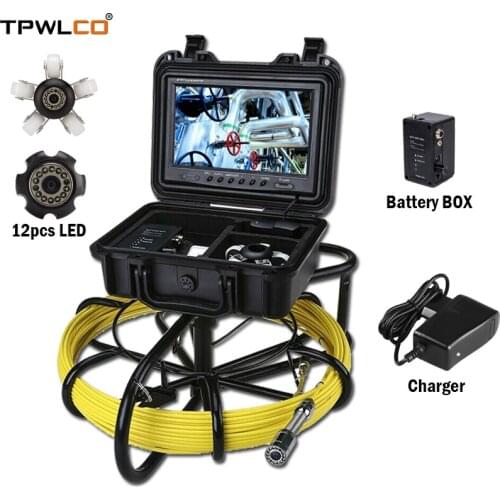 23mm Endoscope Inspection Camera 20m Cable 9 inch LCD Sewer Drain Pipe Inspection Camera System With 12pcs LED Lights