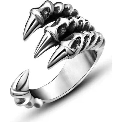 Vintage Animals Dragon Claw Snake Ring Men Women Punk Hip Hop Opening Adjustable Fashion Personality Gothic Rings Jewelry Gift