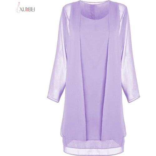 Real Photo Chiffon Short Mother Of The Bride Dresses With jacket Suit Wedding Party Gown