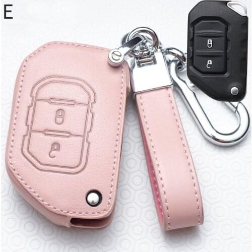 Leather Car Smart Remote Key Cover Case for Jeep New JL Wrangler 2018 Auto Key Protection Shell Keychain Accessories