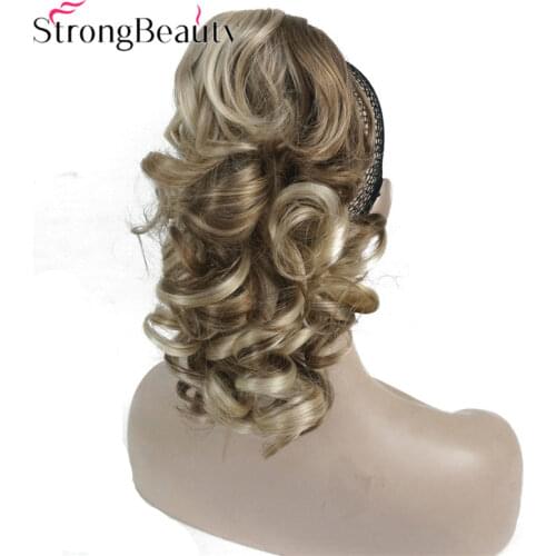Strong Beauty Synthetic Medium Long Extension Hair Piece Claw Clip in/on Curly Hairpiece 12 inches Ponytail 43 colors