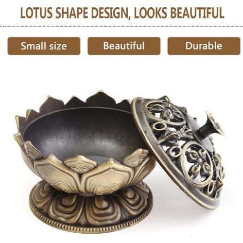 New Chinese Buddha Alloy Incense Burner Lotus Flower Incense Holder Handmade Censer for Buddhist Home Drop Ship