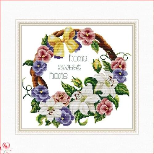 Sweet Home Flowers Pattern Cross Stitch Kit 14CT 11CT Counted Printing Fabric DIY Chinese Embroidery Kit Home Wall Decoration