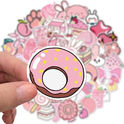 50PCS Cartoon Pink Ins style Cute Nature Girl Stickers for Water Bottles Waterproof Aesthetic Stickers for Laptop Phone Car