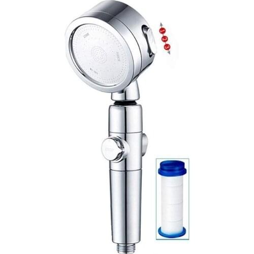 3 Mode Shower Head High Pressure Replaceable PP Cotton Filter Element Bath Shower Filter with Water Stop and Showering Switch