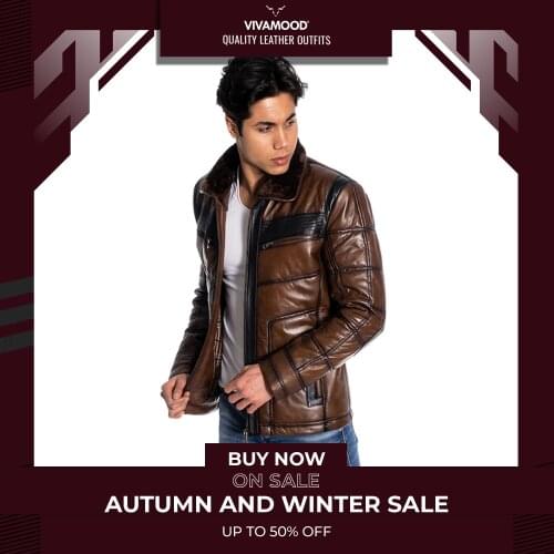 Genuine Soft Leather Handmade Brown Man Jacket Biker Style High Quality Lambskin Metal Zipper Autumn Gift For Valentines Day