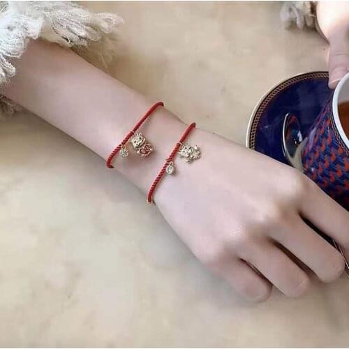 New Korean Red Rope Chain Cow Bracelets For Women Fashion Hands Jewelry Lucky Honey Couple Bracelets & Bangles Gift