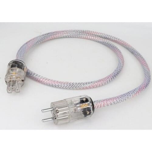 One Pieces Valhalla Schuko 7N OFC Power Cable Power Cord With EU/US Transparent Rhodium Power Plug